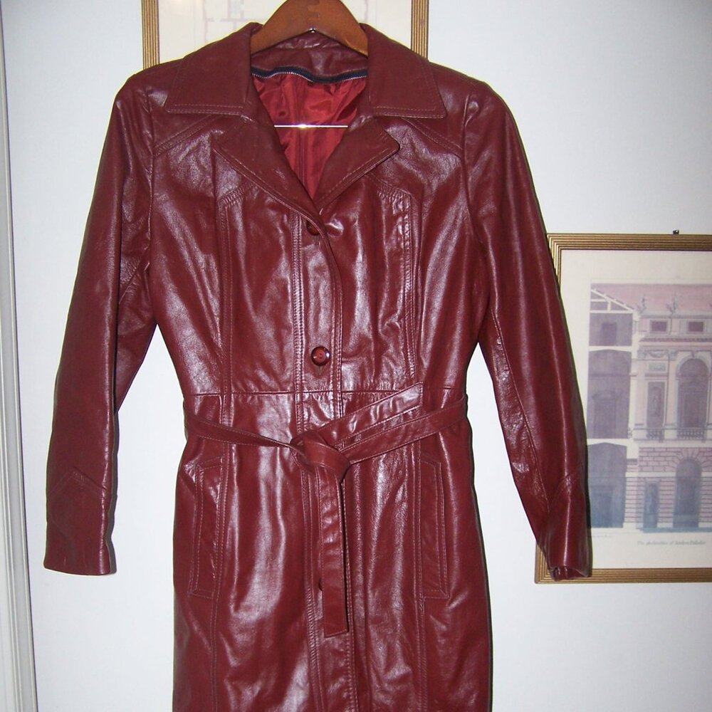 Vintage Leathercraft Process of America Long Reddish Genuine Leather Coat (Sz10)